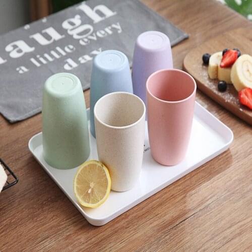 5pcs/set Wheat Straw Tea Cup Eco Friendly Family Toothbrush Cup For Home Coffee Tea Milk Drinking Bathroom Kitchen Cups