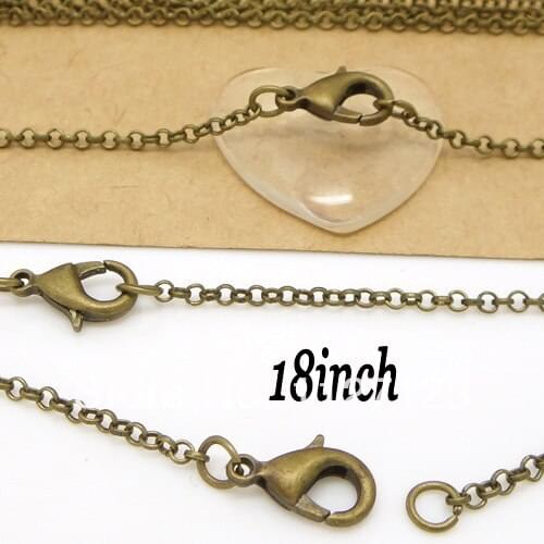 Free Ship!!! 100piece 2.5mm 18"L Bronze Tone Metal Rolo Link Chain Necklace with Lobster Clasp