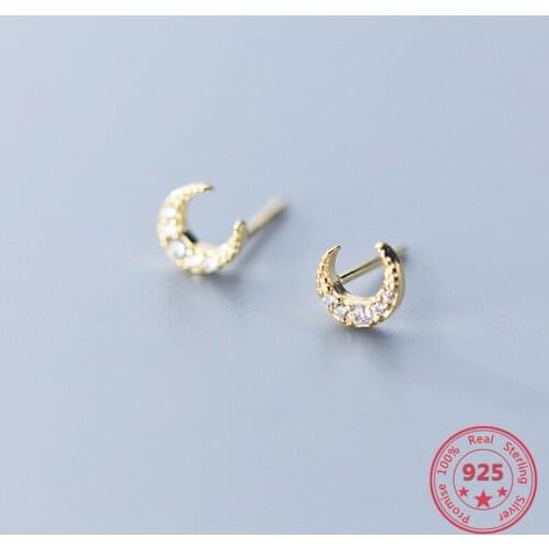 BITWBI official 100% S925 silver Korean fashion simple exquisite mini Moon style to send girlfriend temperament earrings
