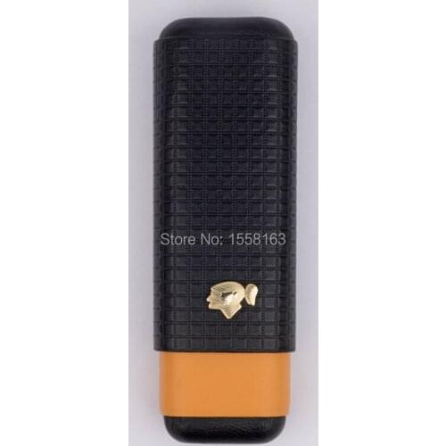 COHIBA Cedar Wood Cigar Humidor Travel Portable Leather Cigar Case Fit 2 Fingers 54rings Cigar
