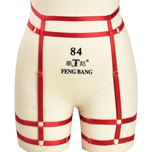 Fetish Red Garter Belt body harness briefs Elastic Bondage Lingerie Harajuku pastel goth garters Harness BELT Halloween Wear