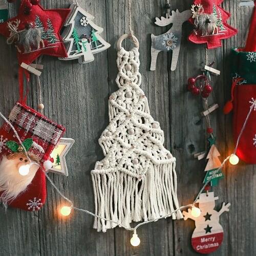 Hand-woven cotton Christmas tree Christmas party birthday decoration girl heart bedside tapestry pendant
