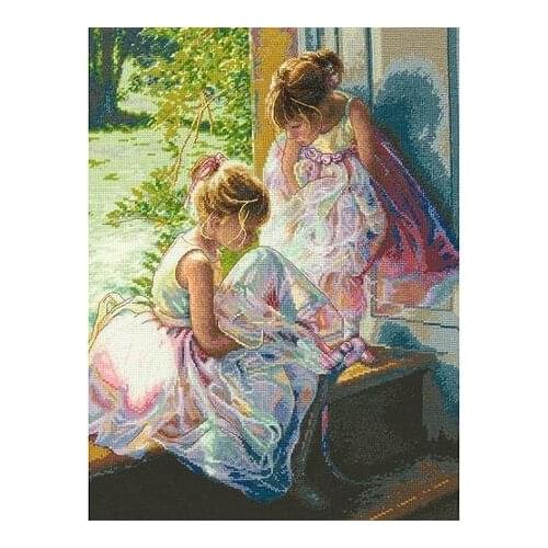 COTTON Popular Lovely Counted Cross Stitch Kit Ballerina Dreams Two Little Ballet Dancer Dance dim