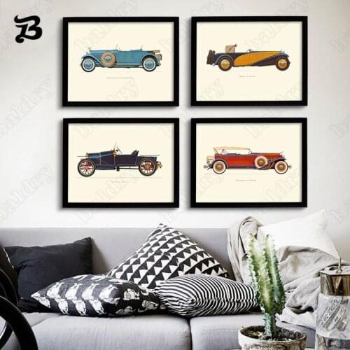 Classic Vintage Cars Canvas Painting Posters and Prints Wall Art colorful kinds of Pictures For Living Room bedroom Home Decor