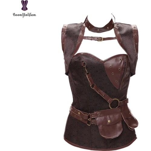 Steampunk Corset Bustier Retro Gothic Basques Korset For Women Plus Size Gorset Steel Boned Waist Slimming Korset Cosplay Shaper