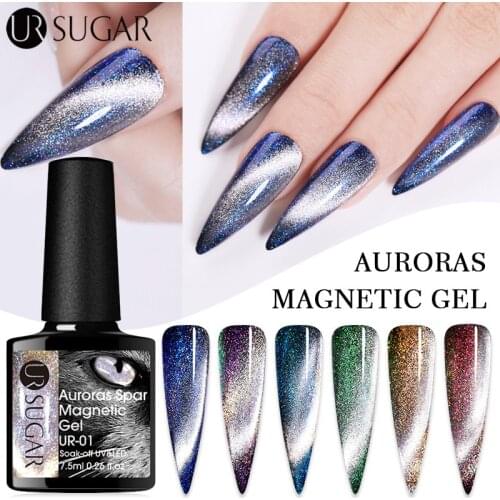 UR SUGAR 7.5ml 9D Magnetic cat magnetic gel Nail Polish Auroras Snowlight Shining Laser Soak Off UV Gel Base Top Coat Nail Art