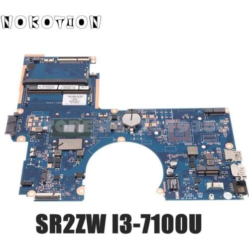 NOKOTION For HP Pavilion 15-AU Laptop motherboard 913603-601 913603-001 L07575-601 DAG34AMB6D0 SR2ZW I3-7100U CPU