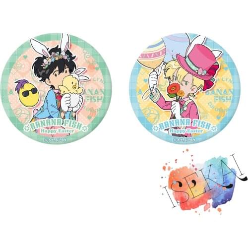 50mm BANANA FISH Anime badge Ash Lynx Okumura Eiji Rabbit Metal Badge Brooch Pins