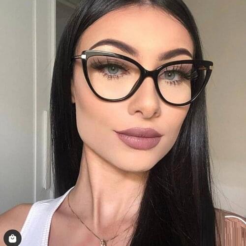 Fashion Cateye Womens Spectacles Frames Clear Lens Optical Glasses Frame Female Cat Eye Eyeglasses Acetate Metal Frame Eyewear