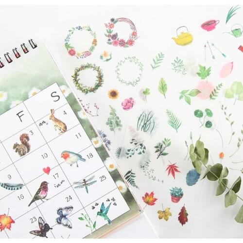 6 pcs/pack Watercolor Bullet Journal Stickers Cute Stickers Scrapbooking DIY Diary Album Stick Label