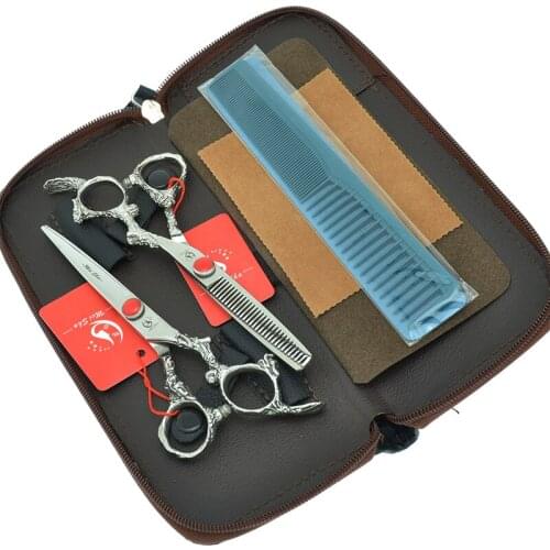 6.0" Meisha Japan Steel Hair Scissors Set Dragon Handle Salon Hairdressing Cutting Scissors Thinning Shears Leather Bag A0095A