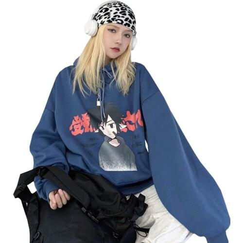 New Winter Hoodie Women College Style Hoodie Vintage Man Hoodie Loose Hooded Pullover Cartoon Anime Print Hoodie Oversize Hoodie