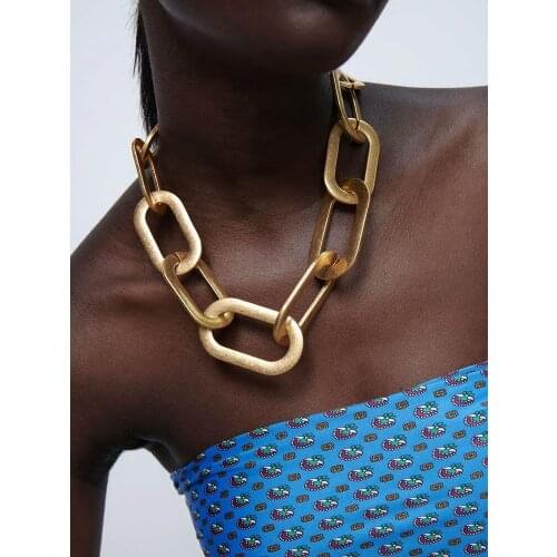 Thick exaggerate style link necklace gold plated fashion women party jewelry choker