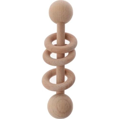 Food Grade Wooden Teether Baby Rattles Montessori Toys Newborn Shower Gift Toddler Teething Ring