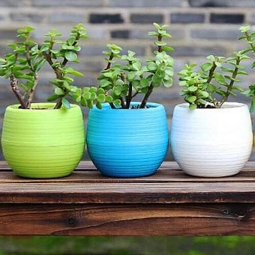 Plastic Egg Shape Plant Pot Drainage Hole Flowerpot Home Office Garden Decor