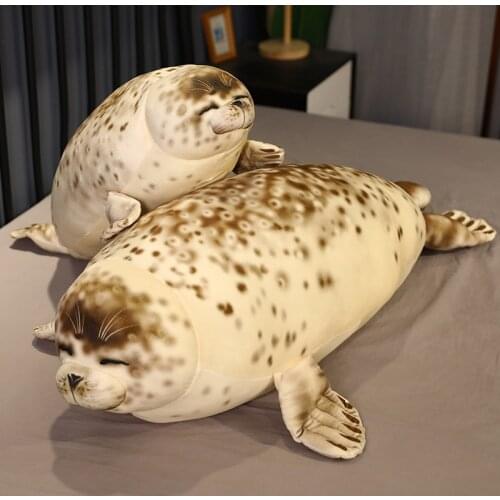 World Animal Seal Pillows Sea Lion Plush Stuffed 3D Novelty Sea Lion Doll Toy Kawaii Baby Sleeping Throw Pillow Gifts for Kids