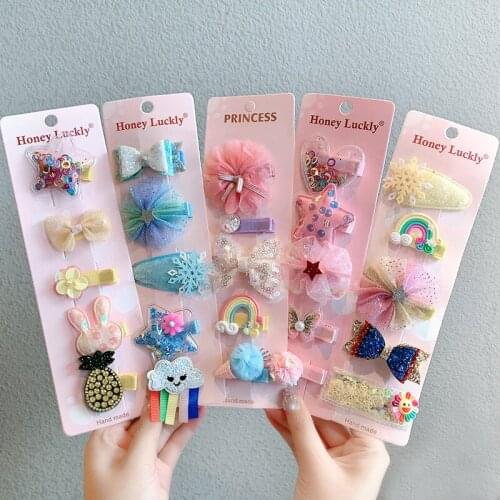 5pcs/Set Girls Cute Cartoon Animal Colorful Hairpins Children Sweet Hair Clip Barrettes Headband Fashion Kids Hair Accessories