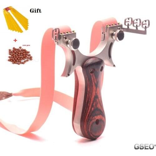 1set Slingshot Hunting Catapult Flat Rubber Band High Precision Aiming Slingshot Steel Wood Patch Outdoor Tactical Game Catapult