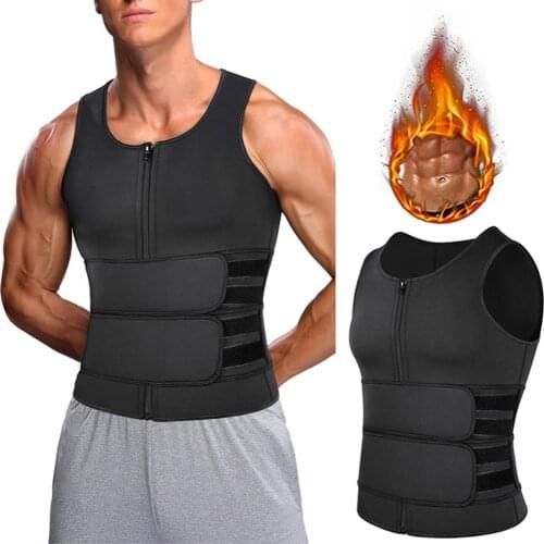 Men Body Shaper Sauna Vest Waist Trainer Double Belt Sweat Shirt Corset Top Abdomen Slimming Shapewear Fat Burn Fitness Top