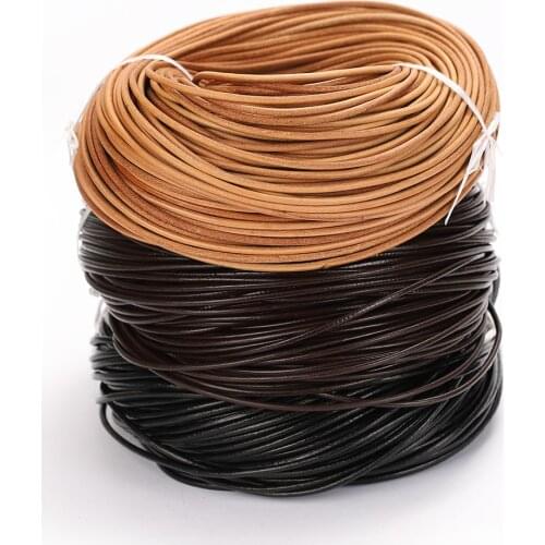 2Meters Retro Genuine Leather Cord 1-10mm High Quality Round Strand Cow Leather Rope for DIY Jewelry Making Necklace Bracelets