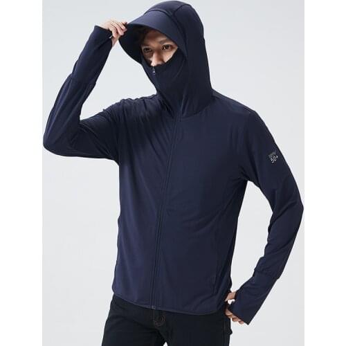 Mens Long Sleeve Hoody Hooded Jacket Thin Summer Male Sun UV Protection Quick Dry Jacket For Clothing Men Beach Sweatshirt