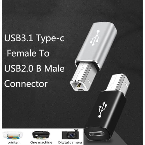 USB 3.1 Type C Female Connector to USB 2.0 B Type Male Data Cable Adapter for Cell Phone Printer Hard Disk File Transfer Fast