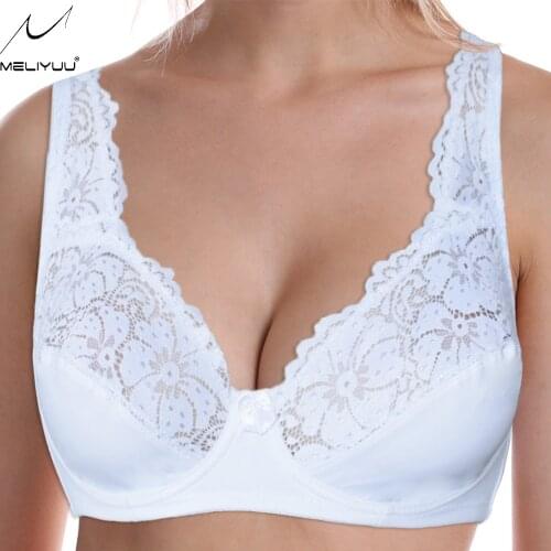 PLus Size Womens Bra Top Lace Bralette Ladies Floral Unpadded Sexy Lingerie Underwired Transparent Brassiere