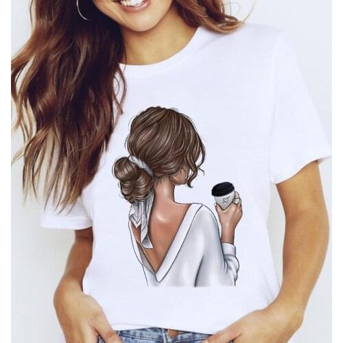 FIXSYS Sweet Ladies Tops Women Graphic Travel Vacation Fashion Trend Cute Printing Cartoon Lady Clothes Printed Female Tshirt