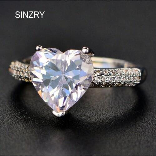 SINZRY New Fashion cubic zirconia heart shape Ring In Plated White Gold CZ engagement rings for women JEWELRY ACCESSORY
