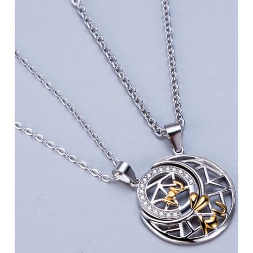 Silver Color Star Moon Couple Necklace 2021 Clavicle Chain Crescent Moon Pendant Necklaces Jewelry for Women Wholesale Collares