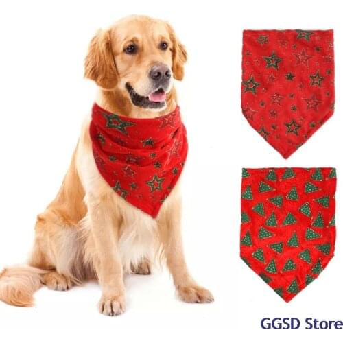 1pc Christmas Pet Dog Bandanas Scarf Flannel Dog Puppy Saliva Towel Neckerchief Cat Kitten Bib Collar Pet Dog Christmas Gifts
