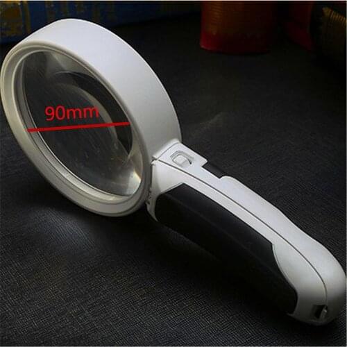 1 PC Handheld 20x Illuminated Magnifier Twin Mirror With 2 LED ABS Body Optical Reading Magnifying Glass Aid For The Aged