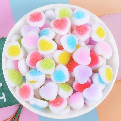 10Pcs Simulated Food Love Heart Candy Resin Kawaii Accessories Scrapbooking Cabochon Flatback Decoration Craft Embellishment
