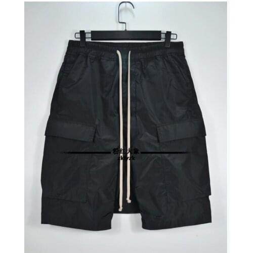 27-44 2020 New Mens Nylon Side Pocket Shorts Casual Low Crotch Black Loose Multi-pocket Cross Shorts Plus Size Singer Costumes