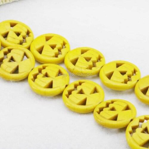 Accessories Yellow Turkey Stone Loose Round Beads DIY Howlite Accessory Parts 15inch Halloween Lucky Prayer Stone 15mm Jewelry