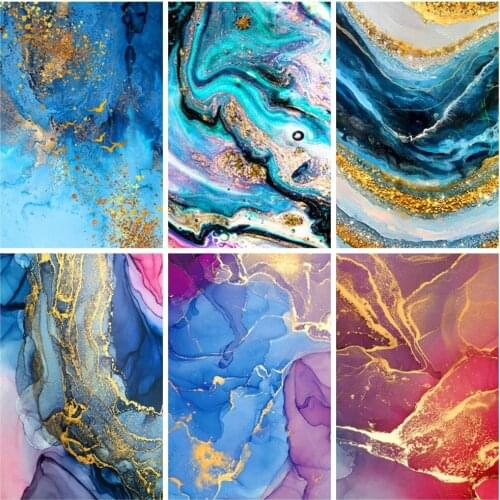 Huacan 5d Diamond Embroidery Cross Stitch Abstract Stripe Diamond Painting Full Square Mosaic Landscape Paintings For Interior