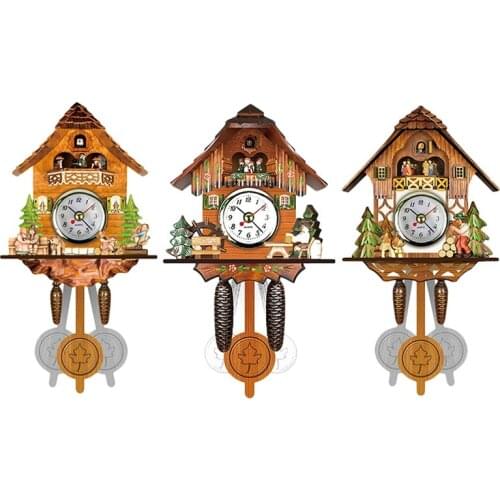 Antique Wooden Cuckoo Wall Clock Bird Time Bell Swing Alarm Watch Home Art Decor