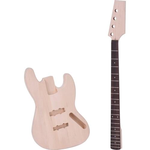 Bass Style 4-String Electric Bass DIY Kit Solid Basswood Body Maple Neck Rosewood Fingerboard DIY Kit Set Top Class Material