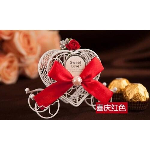 Free shipping WHITE wedding chocolate box , iron carriage baby shower sweet boxes , Candy box wedding favors 50 pcs/lot