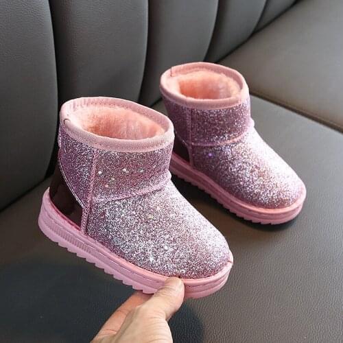 2021 Winter Kids Fashion Snow Boots Thick Child Cotton Shoes Warm Plush Soft Bottom Baby Girls Boots Winter Ski Boot For Baby