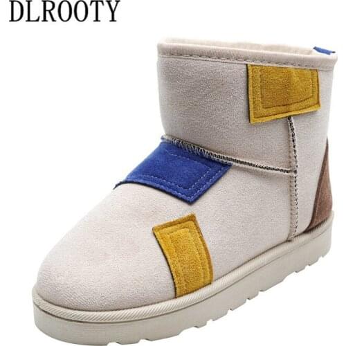 Women Snow Boots Ankle Winter Warm Short Plush Female Casual Shoes Female Flat Fashion Platform Round Toe Slip On