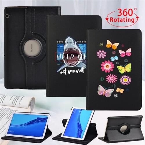 Tablet Case for Huawei MediaPad T3 10 9.6"/MediaPad T5 10 10.1" 360-degree Rotatable Funda PU Leather Smart Cover Case