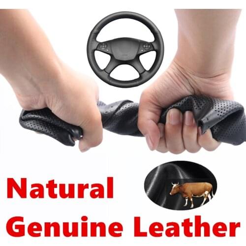 Hand sewing Genuine Calfskin Leather Car Steering Wheel Cover for Mercedes Benz W204 C-Class 2007-2010 C280 C230 C180 C260 C200