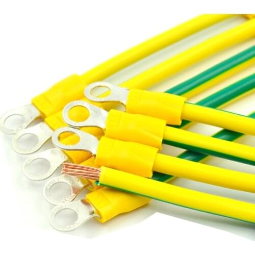 50pcs BVR photovoltaic panel grounding wire 2color 2.5-4-6 square pure copper wire machine room bridge frame jumper