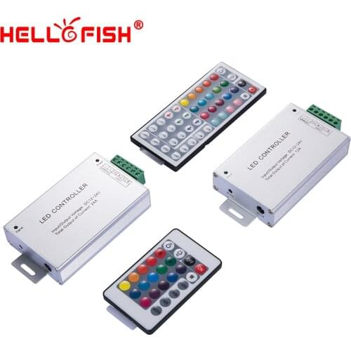RGB LED strip controller IR 24 44 key remote control 12V 24V 12 24A LED driver Hello Fish