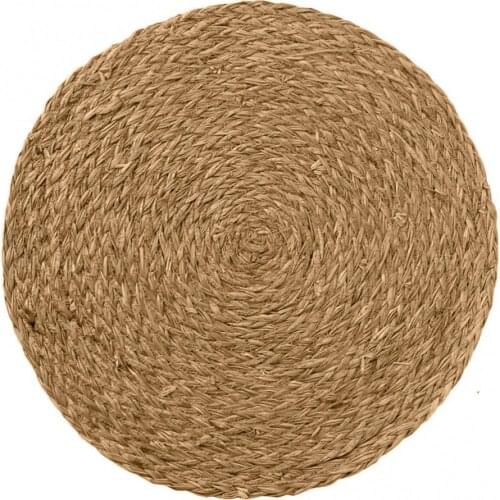 Kitchen Desk Mat Corn Water Grass Handmade Weave Round Coaster Pad Mat Heat Insulation Placemat Table Decoration Accessories