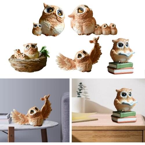 Creative Resin Owl Figurines Statue Fairy Garden Indoor Outdoor Bonsai Decor