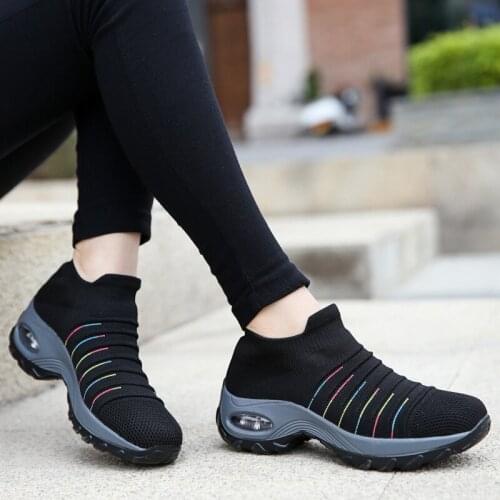 Platform Sneakers Shoes Women Casual Shoes Knitted Breathable Air Mesh Sock Sneakers Shoes Tenis Feminino 2020 Autumn Shoes