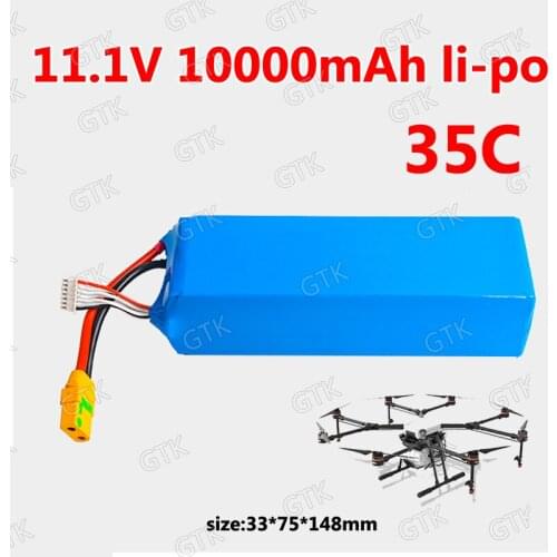 3S 11.1V 10ah 10000mah 35C Li polymer battery high rate 35C lipo for Multi axis vehicle Model aircraft plant protection machine