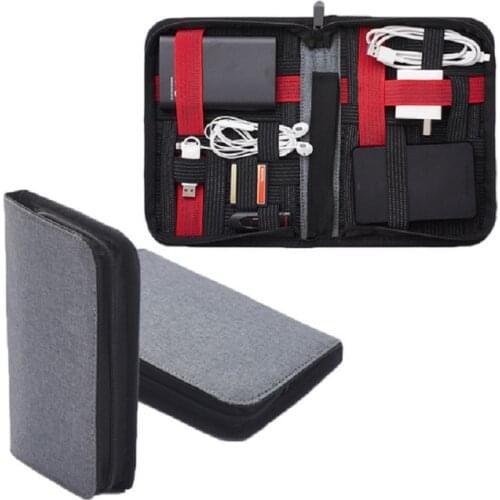 Multi-function Flexible Storage Business Hand Bag For Earphone Charger Data Cables Electronic Accessories Storage Organizer Bag